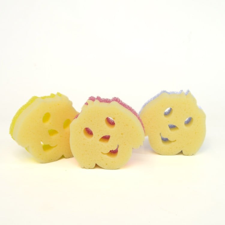Dog shaped sponges out of packaging back view