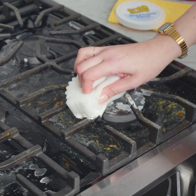 Stovetop cleanser on stove