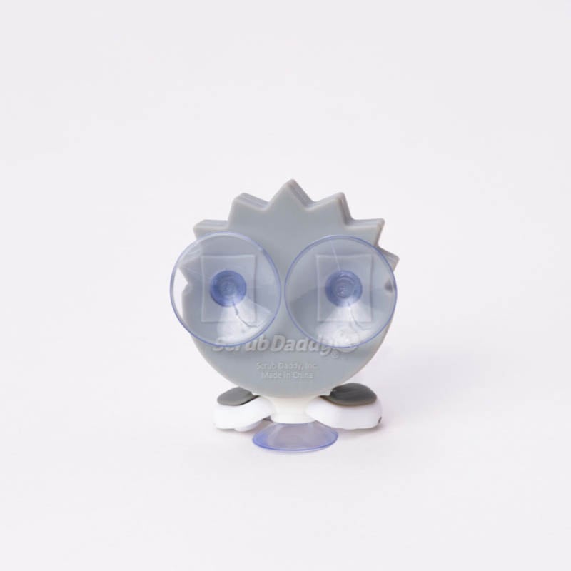 Back of Silver Scrub Daddy Character Holder Straw Daddy Cleaning Kit Suction cups